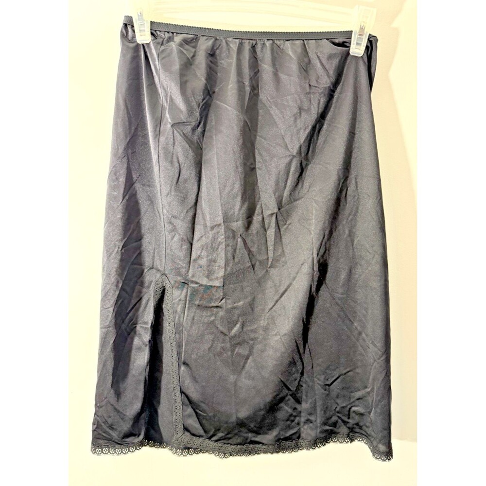 Vintage Komar Black Lace Slip Lingerie Skirt Women's Large Whimsygoth Sexy